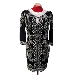 🔖 LAST DROPClassic White House Black Market XS  3/4 sleeve midi dress print EUC